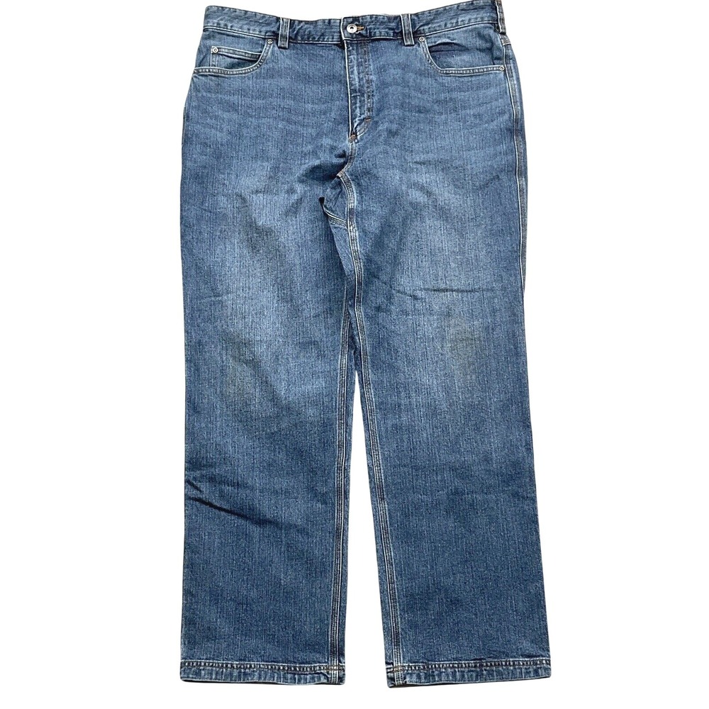Duluth Trading Jeans Men 39W 32L Blue‎ Flex Ballroom Relaxed Fit Work Chore